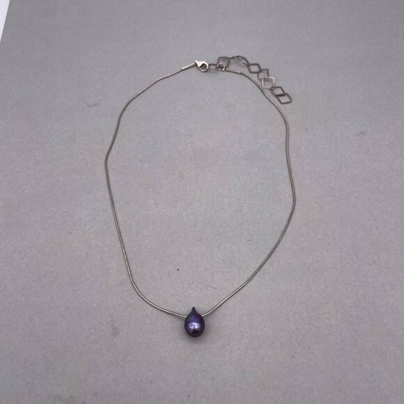 925 Sterling Silver Peacock Pearl Pendant Necklace 17 to 20 Inches - Picture 2 of 6